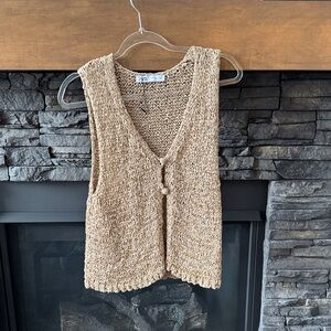 Zara Beige Knit‎ Sleeveless Cardigan
